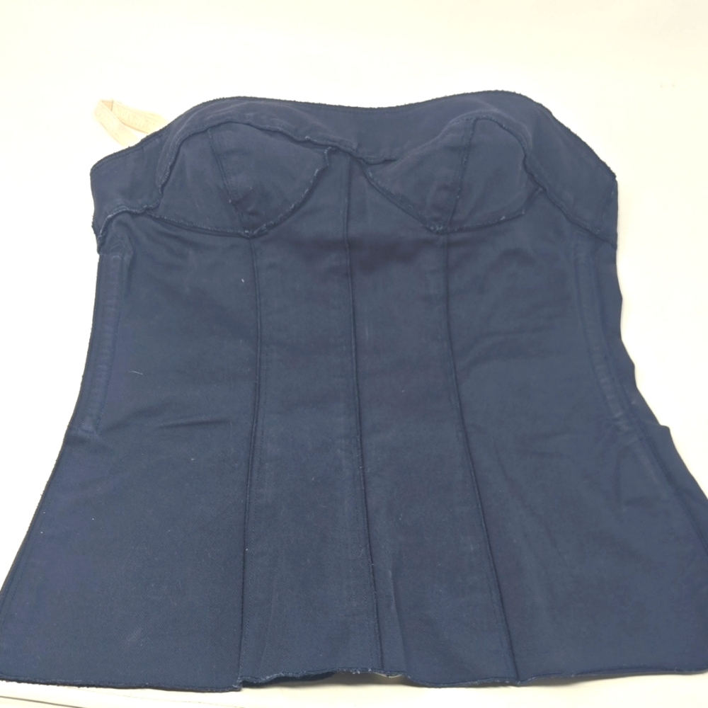 Dolce & Gabbana Elegant Navy & Cream Corset Top